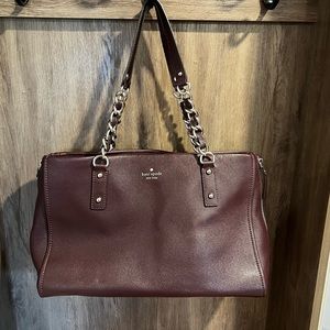 Kate Spade Cobble Hill Andee Leather Satchel Handbag in Chocolate Cherry